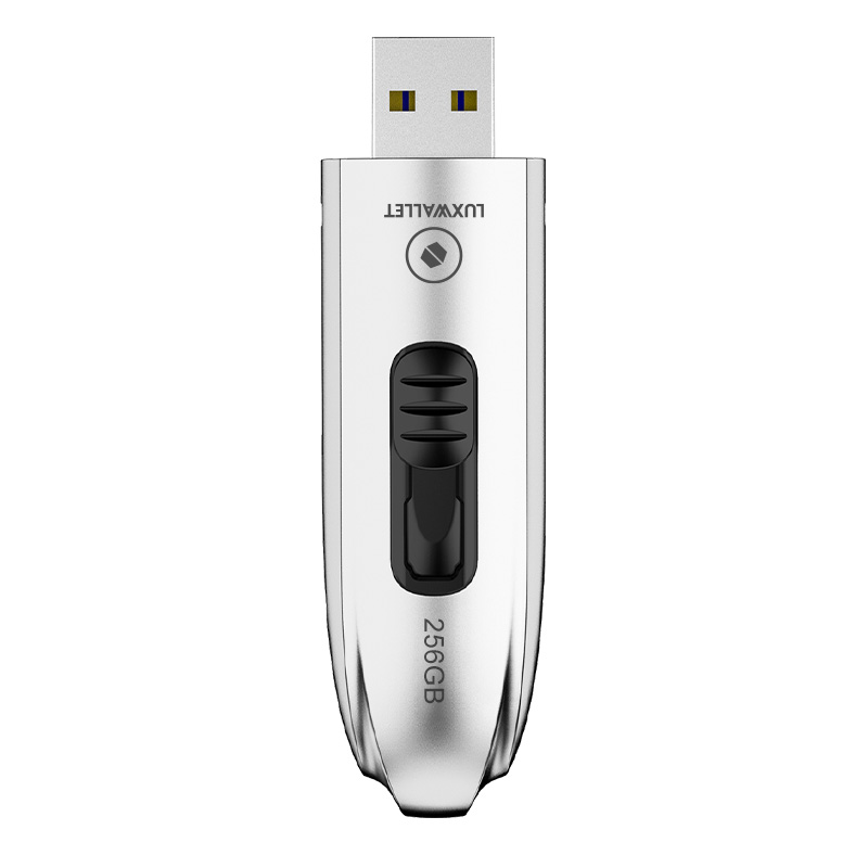 LUXWALLET DataPulse – USB 3.1 Flashdrive - Uitschuifbaar Ontwerp - Ingebouwde Beveiliging – Metalen Behuizing – USB Stick – OTG – 256GB –Zilver - Afbeelding 4