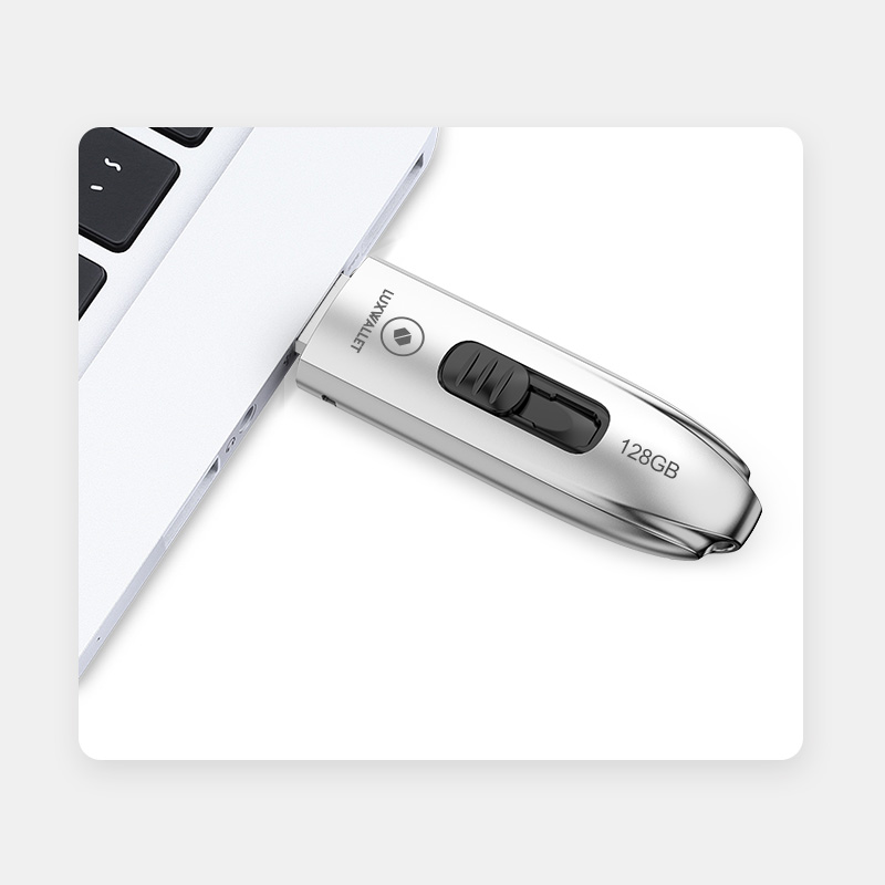 LUXWALLET DataPulse – USB 3.1 Flashdrive - Uitschuifbaar Ontwerp - Ingebouwde Beveiliging – Metalen Behuizing – USB Stick – OTG – 128GB –Zilver - Afbeelding 8
