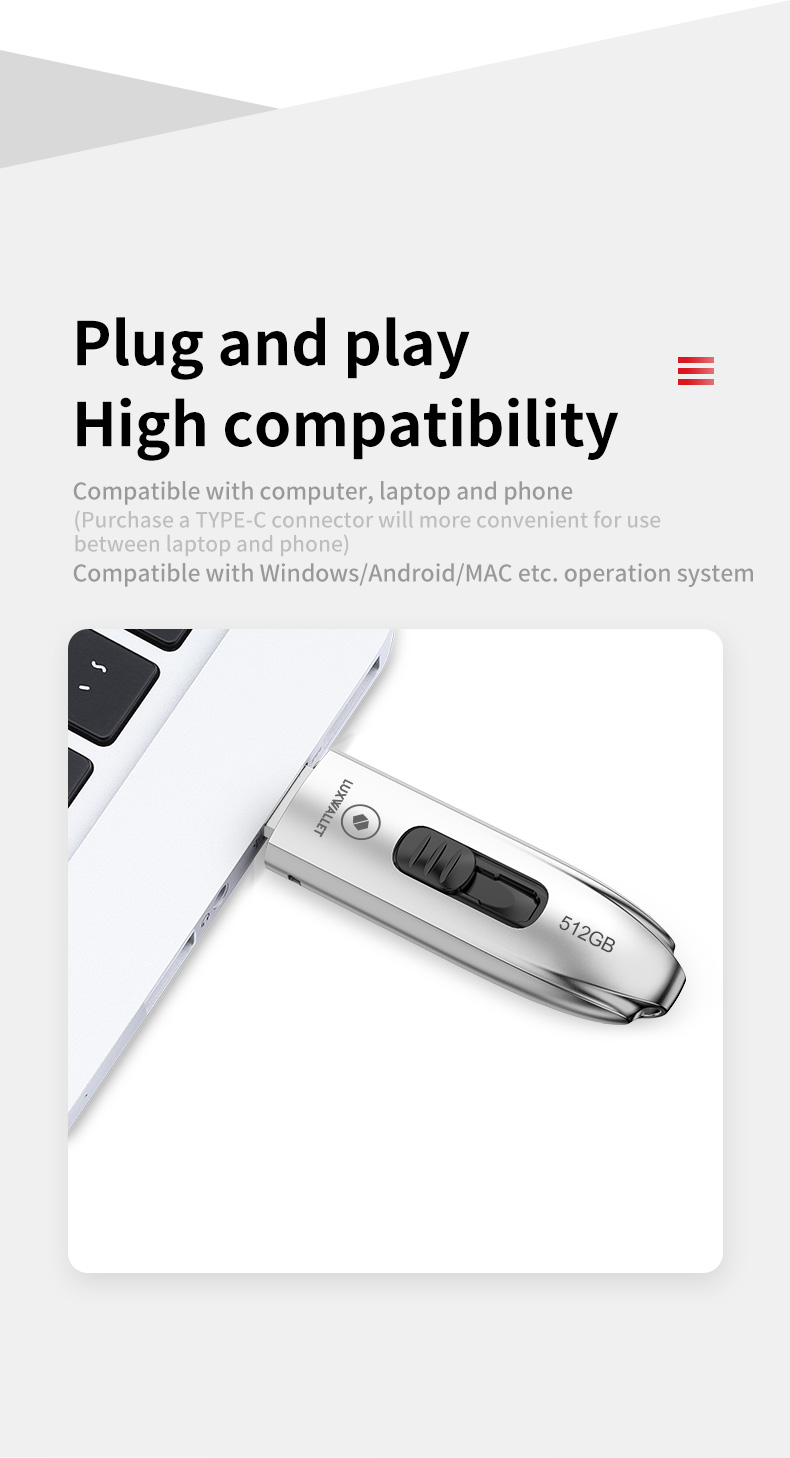 LUXWALLET DataPulse – USB 3.1 Flashdrive - Uitschuifbaar Ontwerp - Ingebouwde Beveiliging – Metalen Behuizing – USB Stick – OTG – 256GB –Zilver - Afbeelding 17