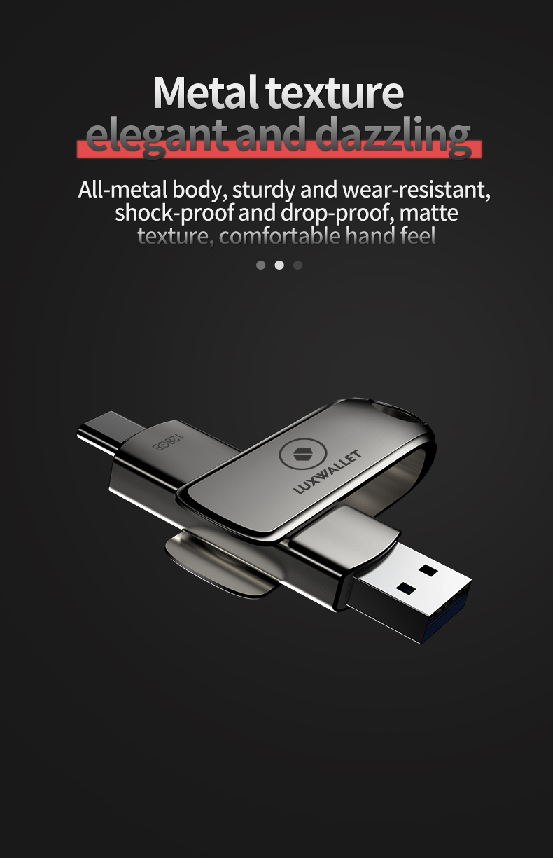 LUXWALLET SwiftSync – USB 3.2 Naar USB-C 3.1 Flashdrive - 90° Rotatie – Ingebouwde Beveiliging – USB Stick – OTG – 128GB – Zilver - Afbeelding 14