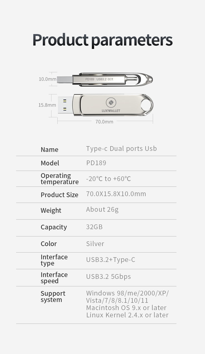 LUXWALLET SwiftSync – USB 3.2 Naar USB-C 3.1 Flashdrive - 90° Rotatie – Ingebouwde Beveiliging – USB Stick – OTG – 128GB – Zilver - Afbeelding 17