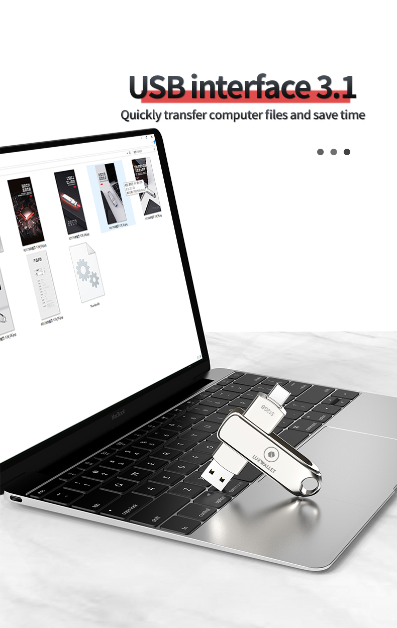 LUXWALLET SwiftSync – USB 3.2 Naar USB-C 3.1 Flashdrive - 90° Rotatie – Ingebouwde Beveiliging – USB Stick – OTG – 512GB – Zilver - Afbeelding 10