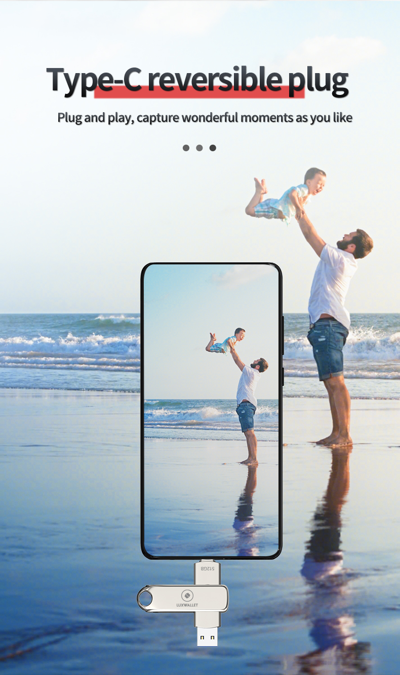 LUXWALLET SwiftSync – USB 3.2 Naar USB-C 3.1 Flashdrive - 90° Rotatie – Ingebouwde Beveiliging – USB Stick – OTG – 512GB – Zilver - Afbeelding 11