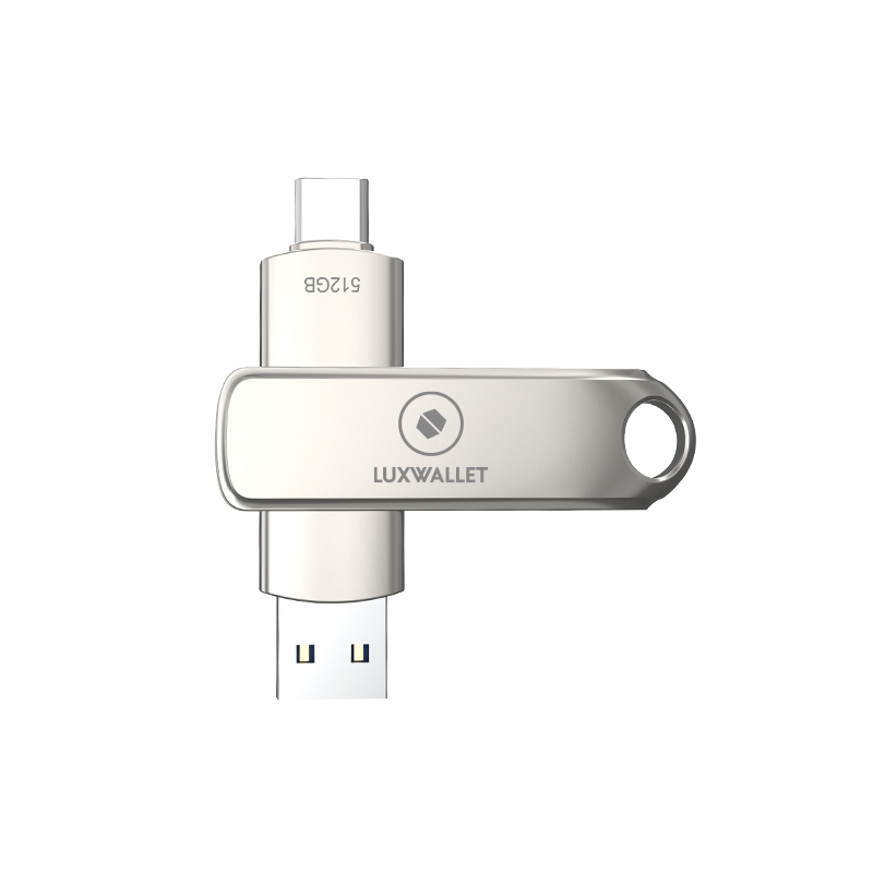 LUXWALLET SwiftSync – USB 3.2 Naar USB-C 3.1 Flashdrive - 90° Rotatie – Ingebouwde Beveiliging – USB Stick – OTG – 512GB – Zilver - Afbeelding 2
