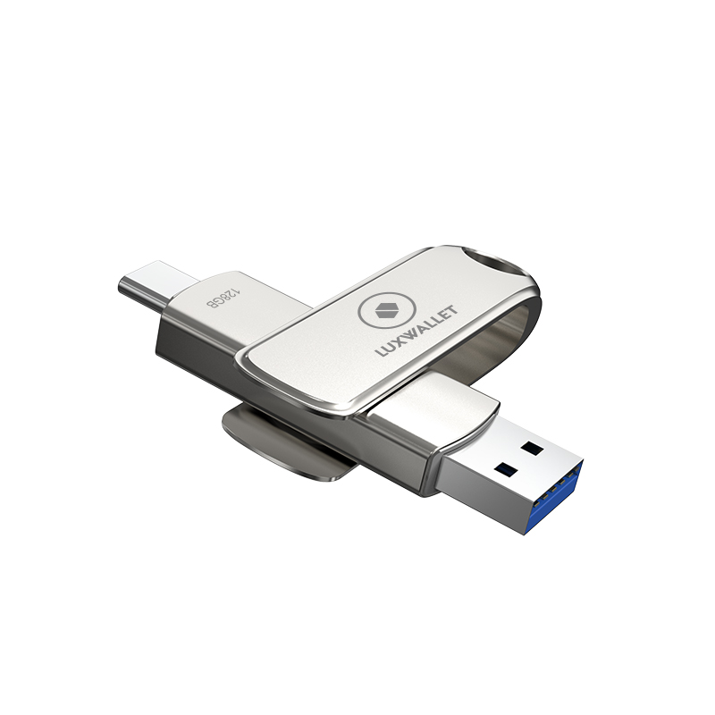 LUXWALLET SwiftSync – USB 3.2 Naar USB-C 3.1 Flashdrive - 90° Rotatie – Ingebouwde Beveiliging – USB Stick – OTG – 128GB – Zilver - Afbeelding 3