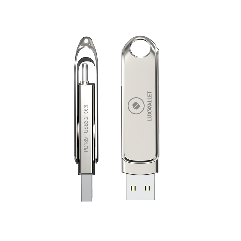 LUXWALLET SwiftSync – USB 3.2 Naar USB-C 3.1 Flashdrive - 90° Rotatie – Ingebouwde Beveiliging – USB Stick – OTG – 128GB – Zilver - Afbeelding 4