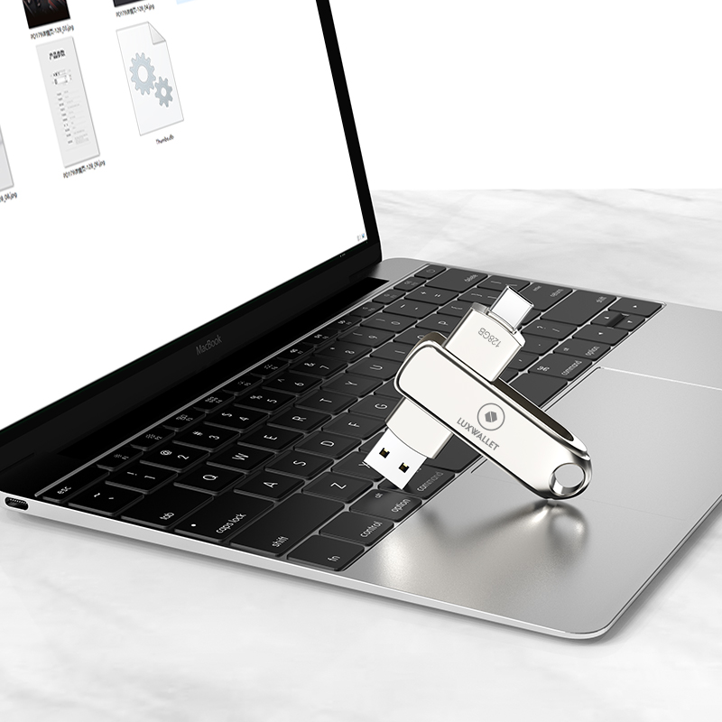 LUXWALLET SwiftSync – USB 3.2 Naar USB-C 3.1 Flashdrive - 90° Rotatie – Ingebouwde Beveiliging – USB Stick – OTG – 128GB – Zilver - Afbeelding 7