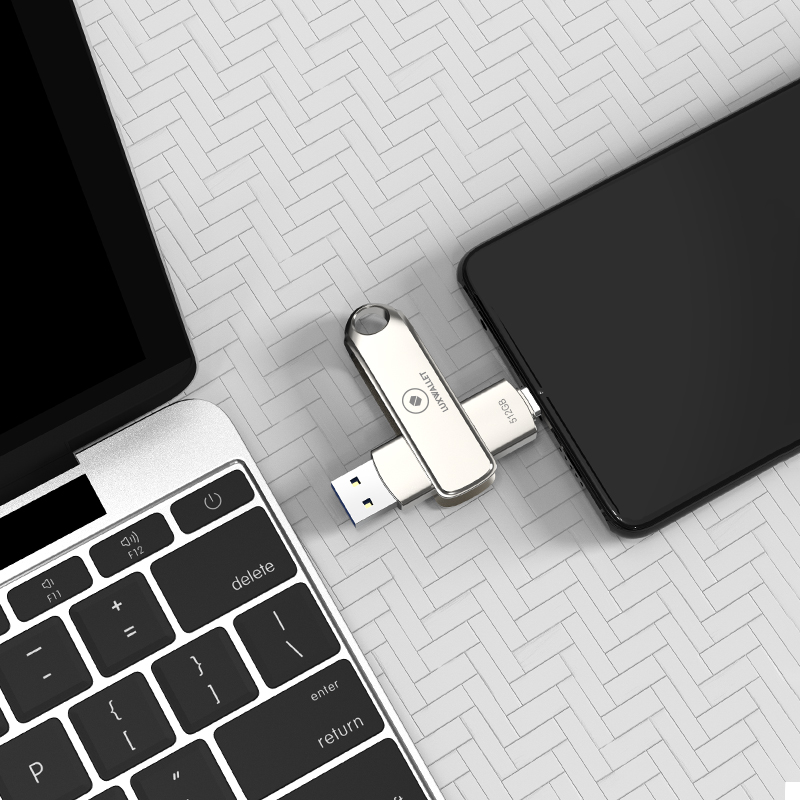 LUXWALLET SwiftSync – USB 3.2 Naar USB-C 3.1 Flashdrive - 90° Rotatie – Ingebouwde Beveiliging – USB Stick – OTG – 512GB – Zilver - Afbeelding 8