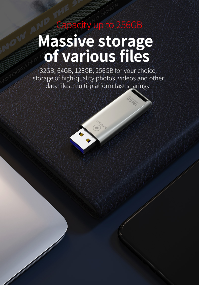 LUXWALLET FlashBlaze – USB 3.2 Flashdrive – 128GB – OTG – USB-Stick - Stootbestendig Design – Leessnelheid tot 110 Mbps – Snelle Overdracht - Zilver - Afbeelding 19