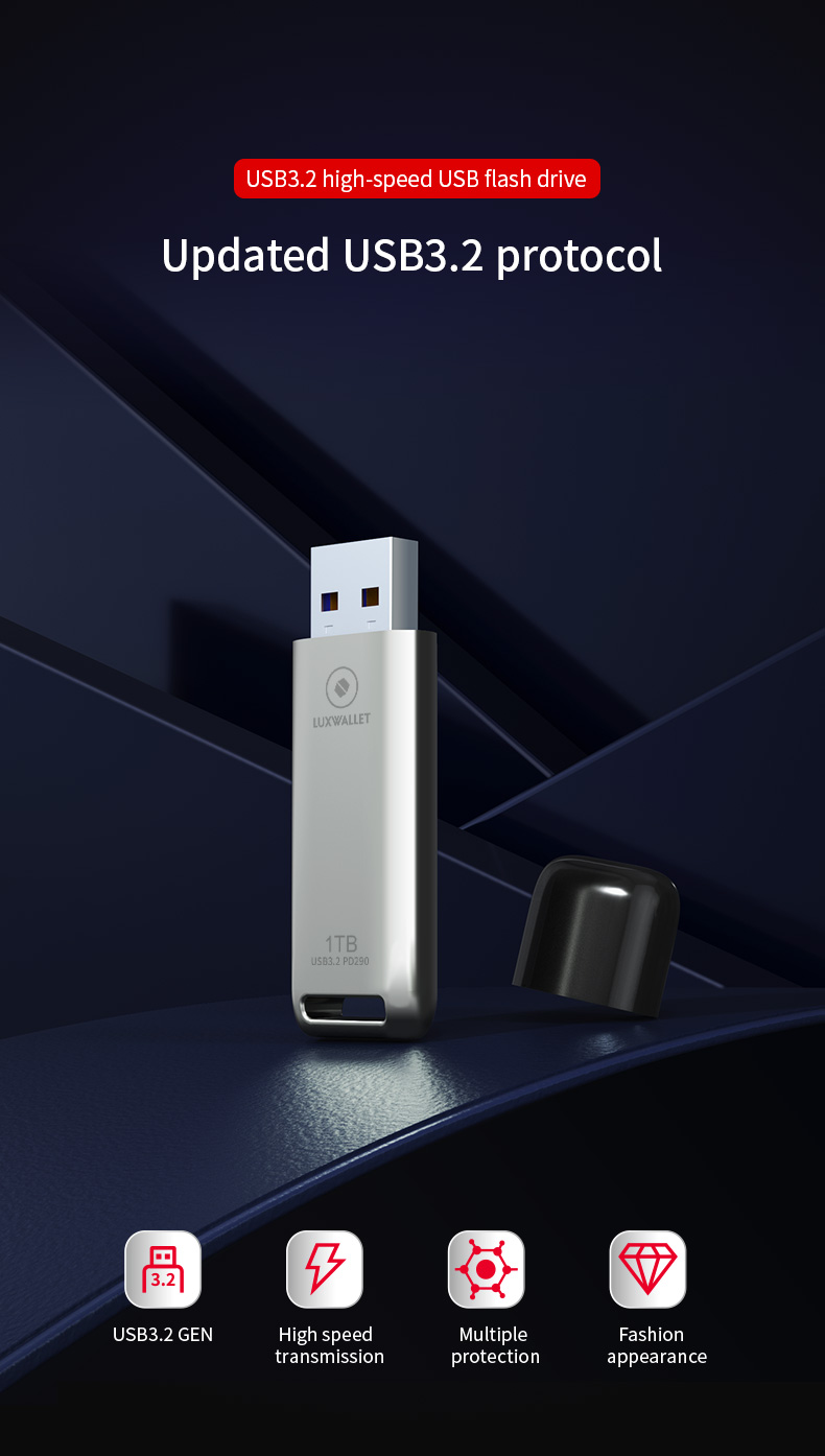 LUXWALLET FlashBlaze – USB 3.2 Flashdrive – 1TB – OTG – USB-Stick - Stootbestendig Design – Leessnelheid tot 110 Mbps – Snelle Overdracht – Zilver - Afbeelding 12