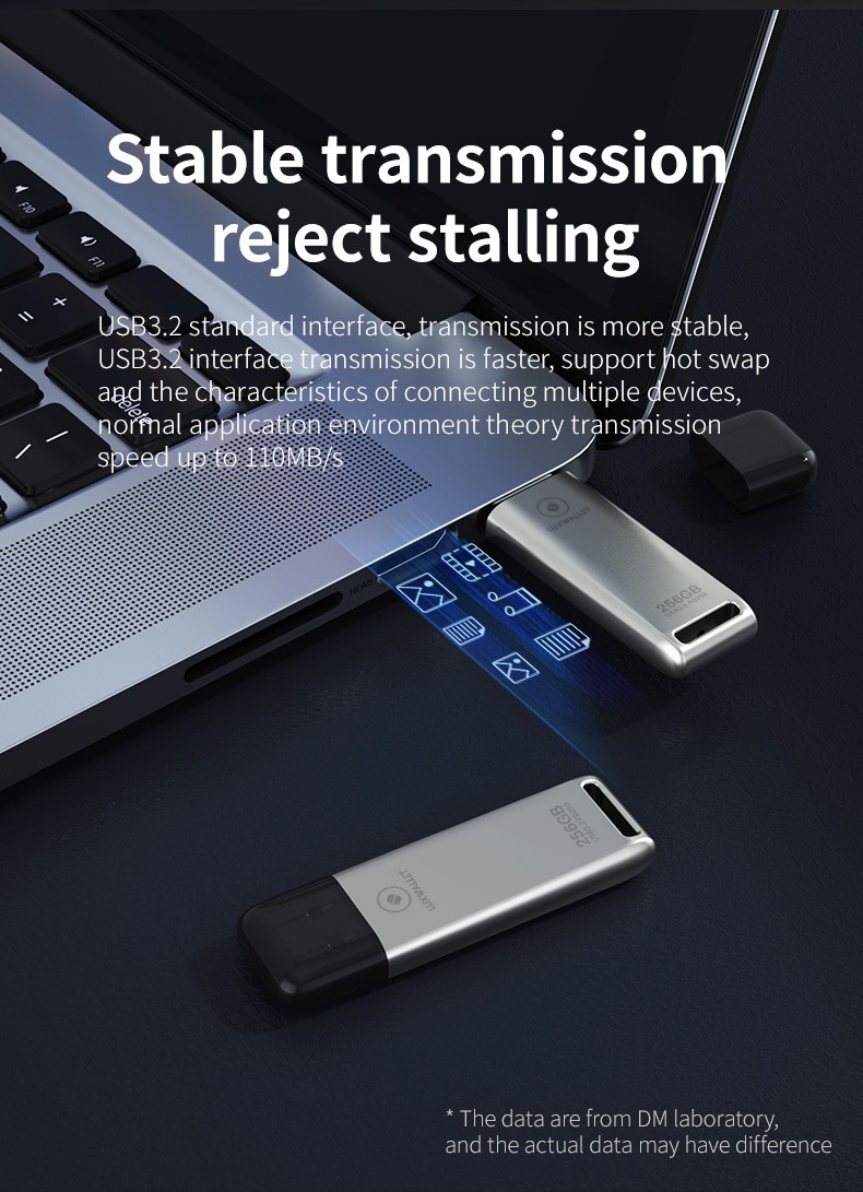 LUXWALLET FlashBlaze – USB 3.2 Flashdrive – 256GB – OTG – USB-Stick - Stootbestendig Design – Leessnelheid tot 110 Mbps – Snelle Overdracht – Zilver - Afbeelding 16