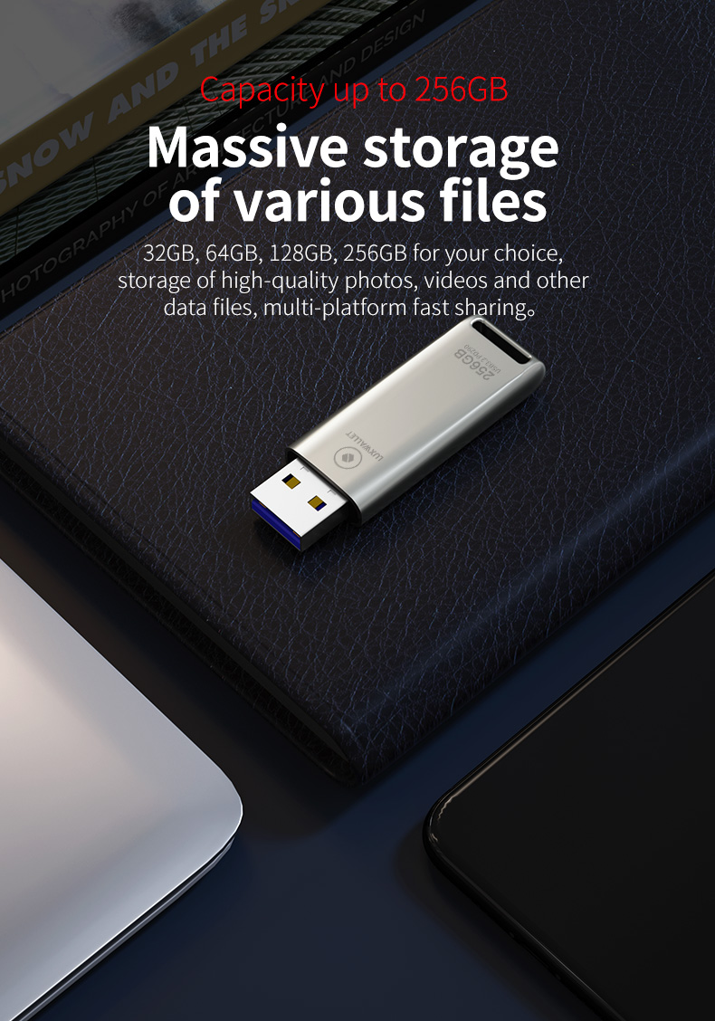 LUXWALLET FlashBlaze – USB 3.2 Flashdrive – 256GB – OTG – USB-Stick - Stootbestendig Design – Leessnelheid tot 110 Mbps – Snelle Overdracht – Zilver - Afbeelding 20