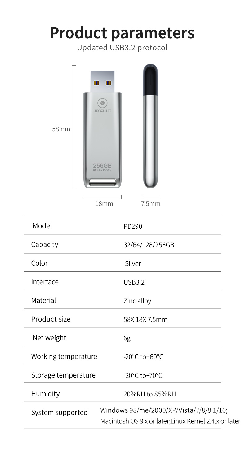 LUXWALLET FlashBlaze – USB 3.2 Flashdrive – 256GB – OTG – USB-Stick - Stootbestendig Design – Leessnelheid tot 110 Mbps – Snelle Overdracht – Zilver - Afbeelding 21