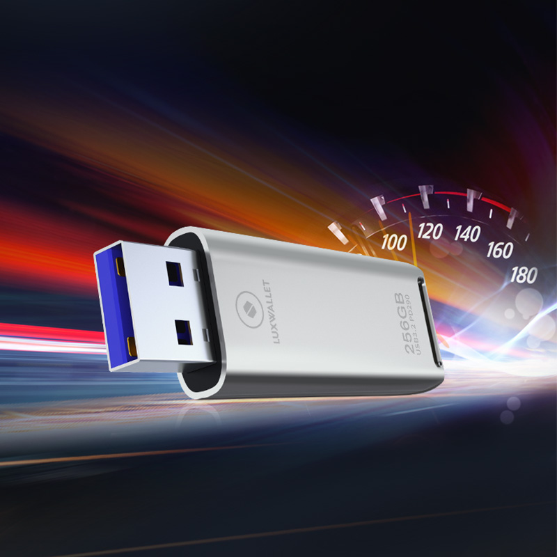 LUXWALLET FlashBlaze – USB 3.2 Flashdrive – 256GB – OTG – USB-Stick - Stootbestendig Design – Leessnelheid tot 110 Mbps – Snelle Overdracht – Zilver - Afbeelding 6