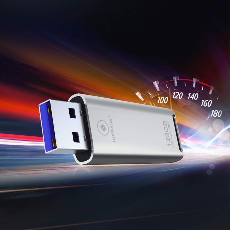 LUXWALLET FlashBlaze – USB 3.2 Flashdrive – 128GB – OTG – USB-Stick - Stootbestendig Design – Leessnelheid tot 110 Mbps – Snelle Overdracht - Zilver - Afbeelding 6