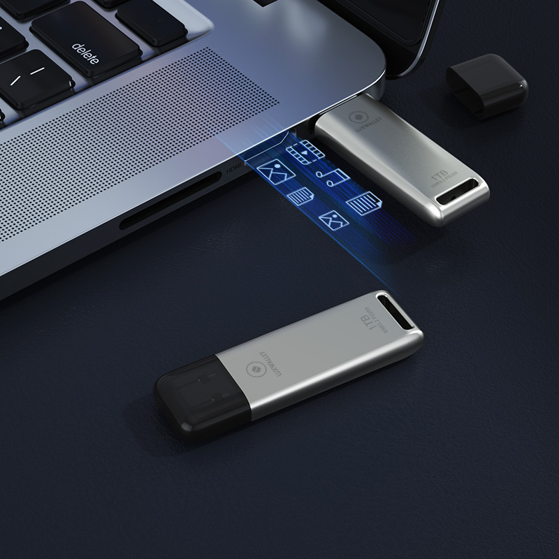 LUXWALLET FlashBlaze – USB 3.2 Flashdrive – 1TB – OTG – USB-Stick - Stootbestendig Design – Leessnelheid tot 110 Mbps – Snelle Overdracht – Zilver - Afbeelding 8