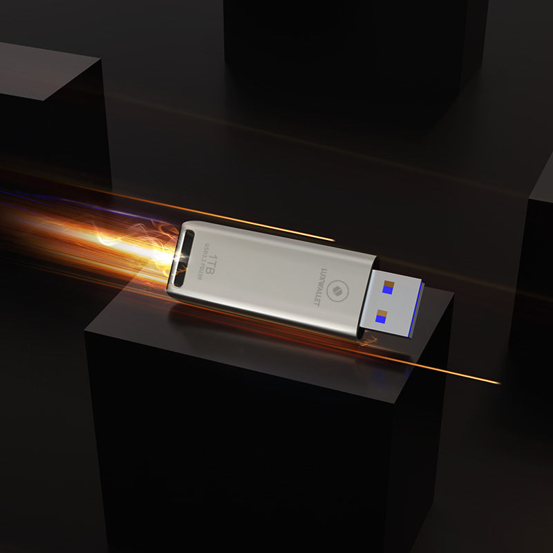 LUXWALLET FlashBlaze – USB 3.2 Flashdrive – 1TB – OTG – USB-Stick - Stootbestendig Design – Leessnelheid tot 110 Mbps – Snelle Overdracht – Zilver - Afbeelding 9