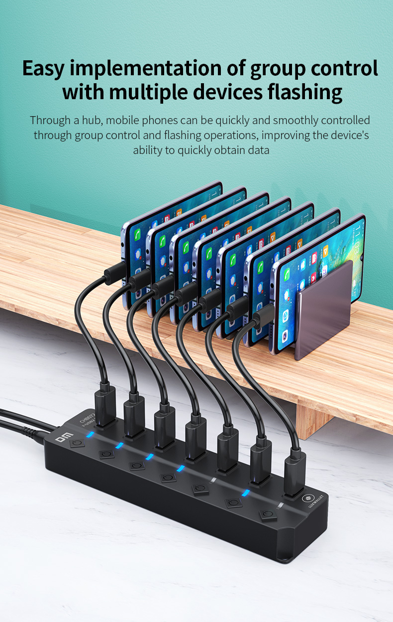 LUXWALLET PowerHub Pro - 7-in-1 USB Hub - USB 2.0 - USB-Aansluiting - Aan/Uit schakelaar - Splitter - LED Indicatie - Zwart - Afbeelding 13