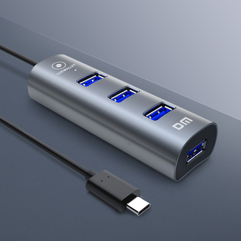 LUXWALLET SpeedConnect 4-in-1 - ABS - USB 3.0 - Type C - 4-Port - Geschikt Voor Universele Apparaten - 120 cm Kabel - Zilver - Afbeelding 2