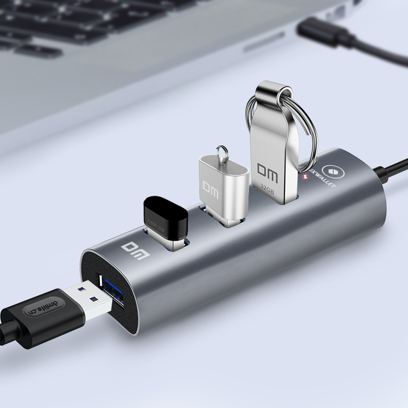 LUXWALLET SpeedConnect 4-in-1 - ABS - USB 3.0 - Type C - 4-Port - Geschikt Voor Universele Apparaten - 120 cm Kabel - Zilver - Afbeelding 4