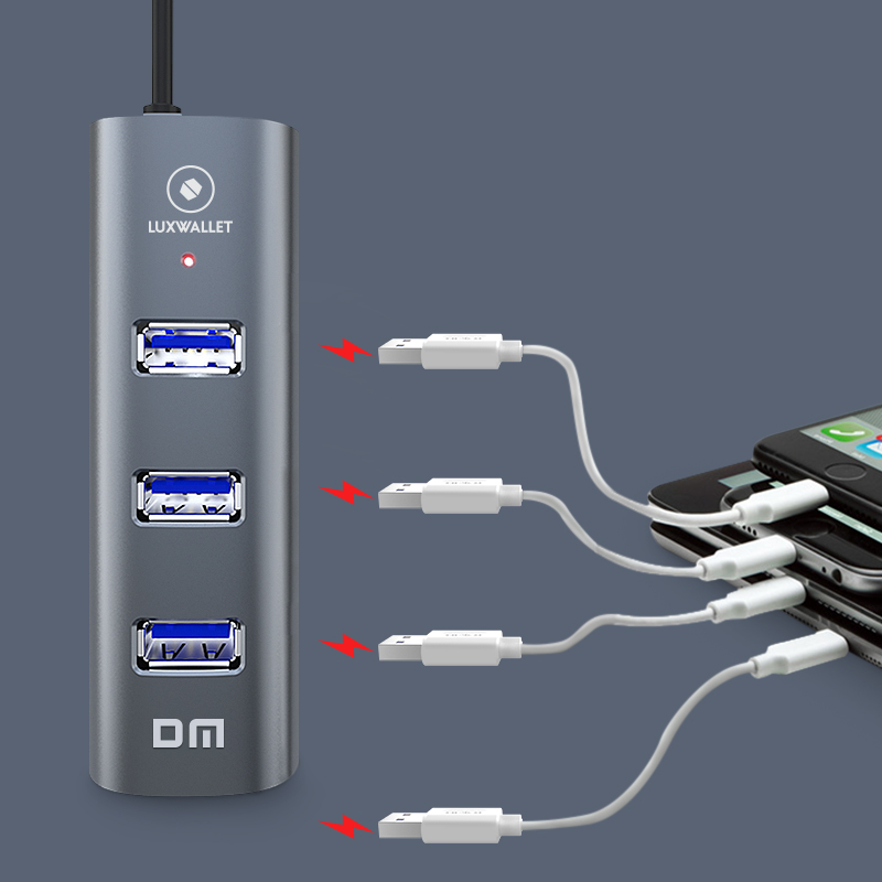 LUXWALLET SpeedConnect 4-in-1 - ABS - USB 3.0 - Type C - 4-Port - Geschikt Voor Universele Apparaten - 120 cm Kabel - Zilver - Afbeelding 5