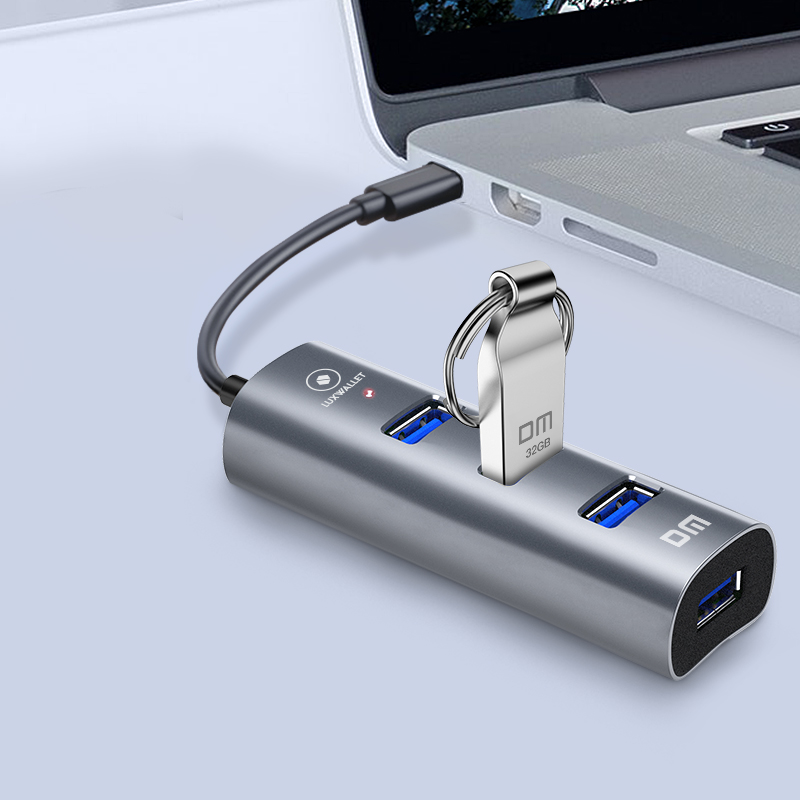 LUXWALLET SpeedConnect 4-in-1 - ABS - USB 3.0 - Type C - 4-Port - Geschikt Voor Universele Apparaten - 120 cm Kabel - Zilver - Afbeelding 6