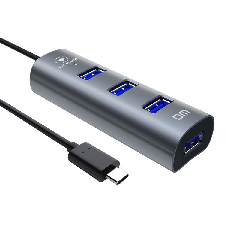 LUXWALLET SpeedConnect 4-in-1 - ABS - USB 3.0 - Type C - 4-Port - Geschikt Voor Universele Apparaten - 120 cm Kabel - Zilver - Afbeelding 8