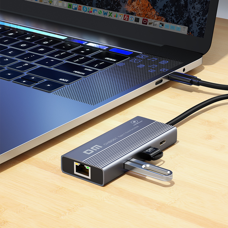 Luxwallet DM USB-C Hub 6-in-1 – 4K HDMI – 3× USB 3.0 – Gigabit Ethernet – USB-C Power Delivery 60W – 20cm Kabel – Zinklegering - Afbeelding 5