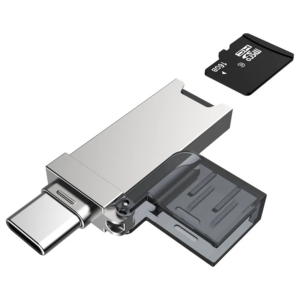 LUXWALLET C-Transit - USB-C Naar USB 2.0 Kaartlezer - Compatibel Met Micro SD Kaart - Plug-and-Play - Compact en Draagbaar – Zilver