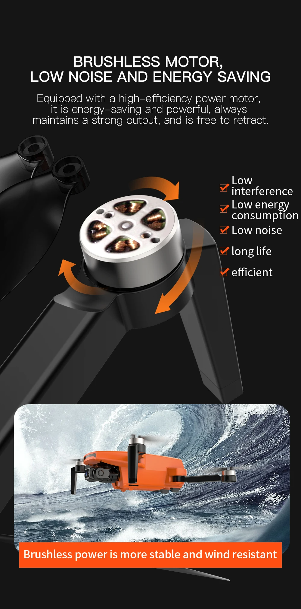 LUXWALLET SkyVortex - 5 Ghz WiFi GPS Drone - 2 Axis Gimbal Drone – Return To Home – 50x Zoom – 1000M Afstand - Smart Follow & Bedienen met Handgebaren - Oranje - Afbeelding 8
