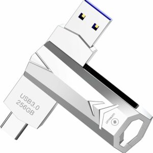 LUXWALLET DataSwift – USB 3.0 Naar USB-C 3.0 Flashdrive - 360° Rotatie – USB Stick – OTG – 128GB - Zilver