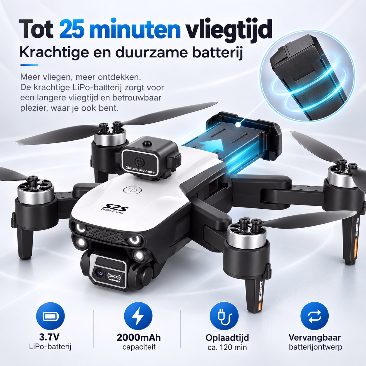 LUXWALLET Libra Spectra2 Drone met Camera – C0 174g – 360° Obstakeldetectie – 25 Min Vliegtijd – Smart Follow – Wit - Afbeelding 2