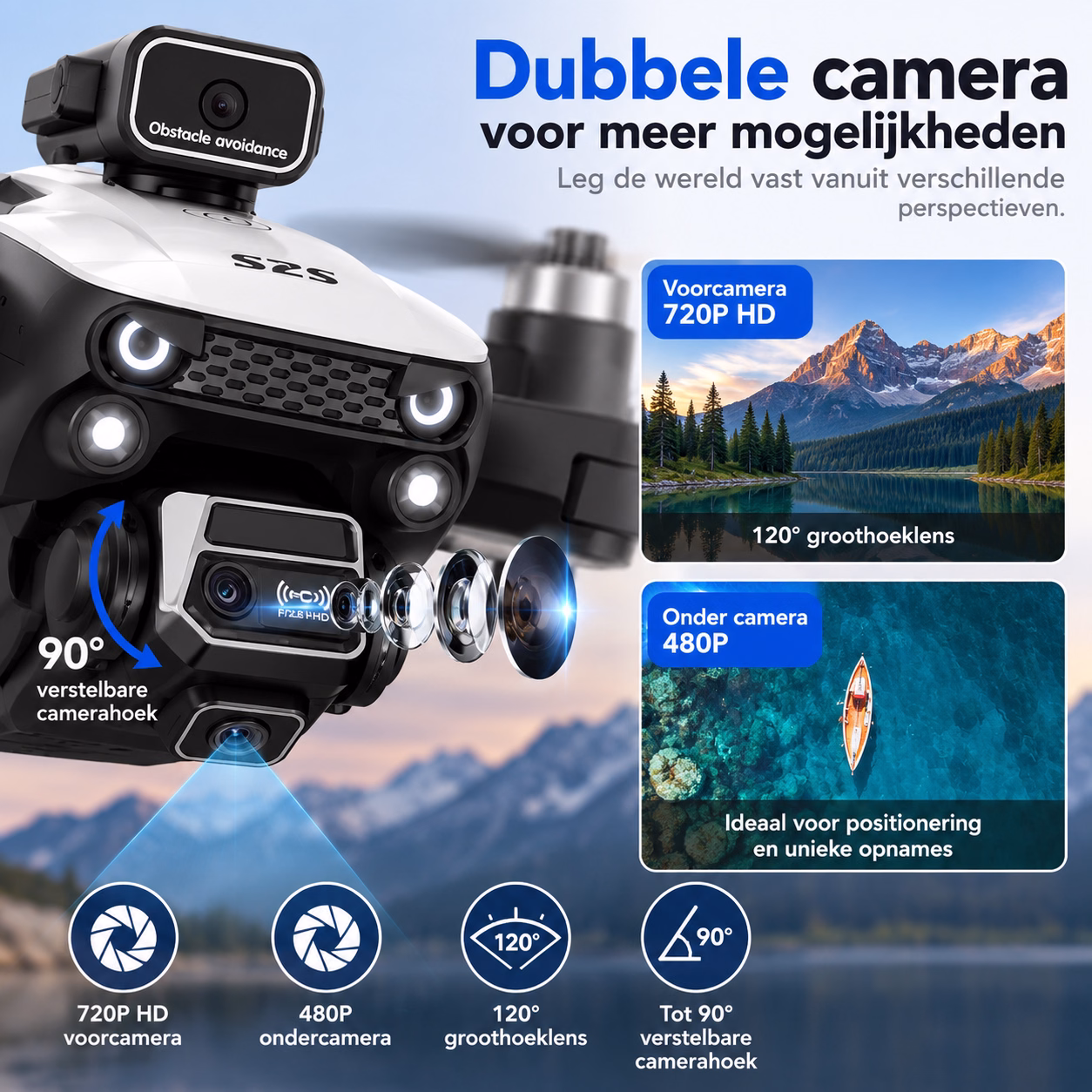 LUXWALLET Libra Spectra2 Drone met Camera – C0 174g – 360° Obstakeldetectie – 25 Min Vliegtijd – Smart Follow – Wit - Afbeelding 4