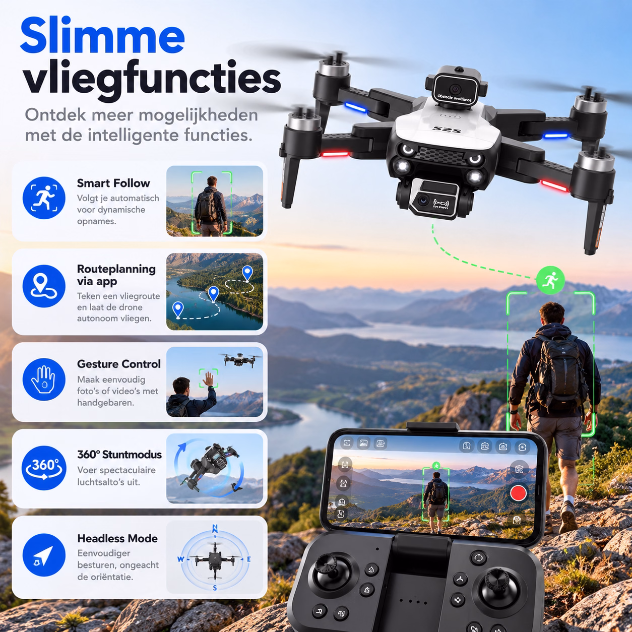 LUXWALLET Libra Spectra2 Drone met Camera – C0 174g – 360° Obstakeldetectie – 25 Min Vliegtijd – Smart Follow – Wit - Afbeelding 5