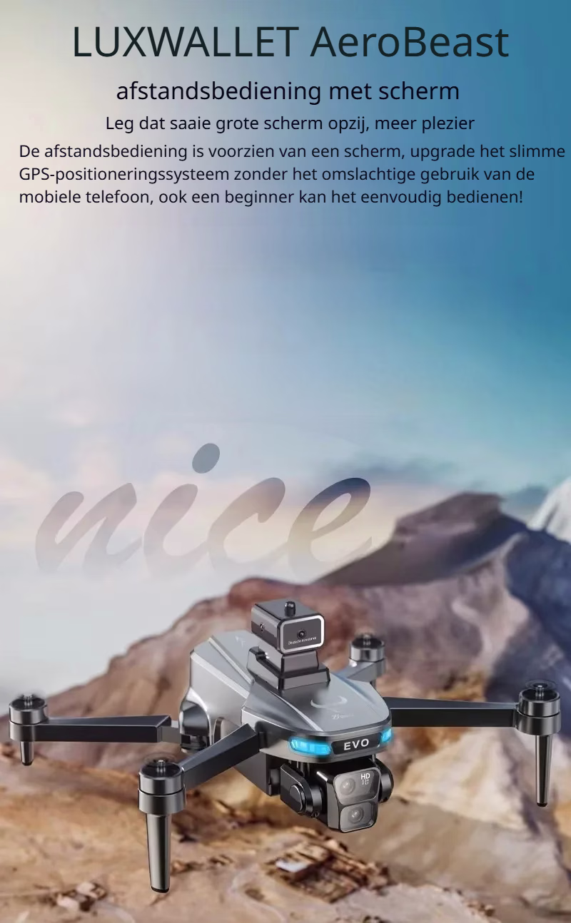 LUXWALLET AeroBeast - GPS Drone HD Dubbele Camera – Obstakeldetectie - Controller ingebouwd scherm - 64GB Max + 2x Accu - Afbeelding 29
