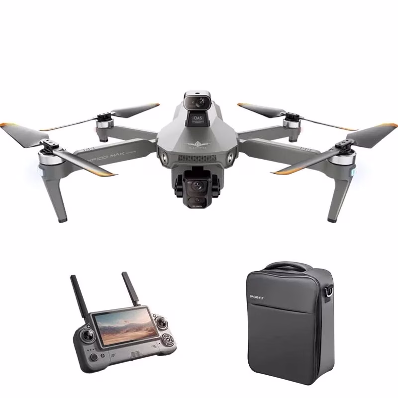 LUXWALLET TitanHawk 4K Drone – 3-Axis Mechanische Gimbal - 360° Laser Obstacle Avoidance - Dual GPS - Brushless Motoren - 50min Vliegtijd - 6000m Controller Range & Touchscreen Afstandsbediening 2 Batterijen – Donker Grijs