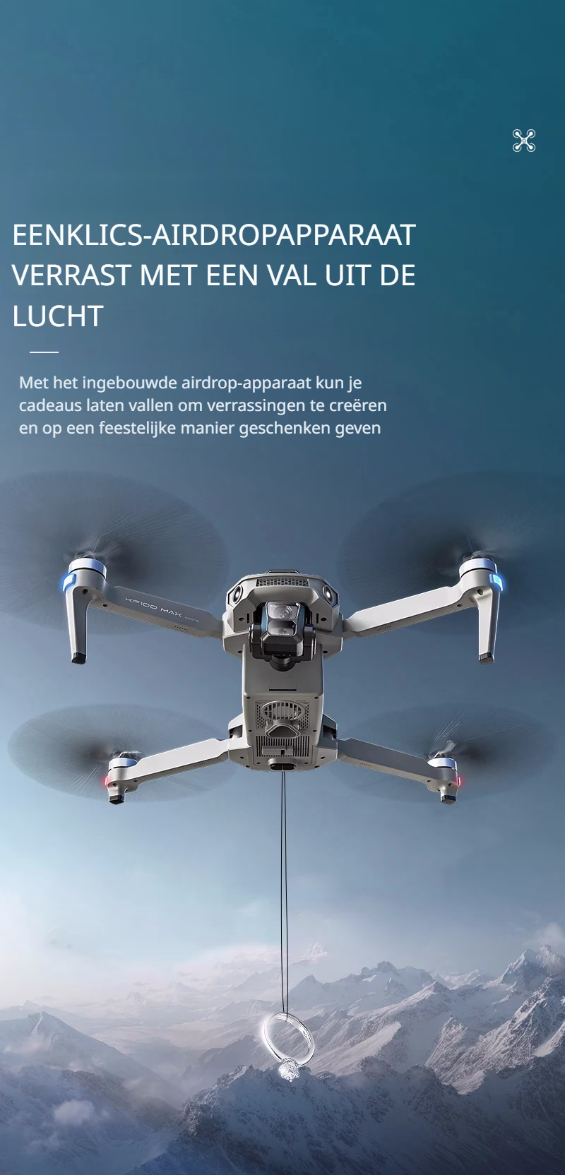 LUXWALLET TitanHawk 4K Drone – 3-Axis Mechanische Gimbal - 360° Laser Obstacle Avoidance - Dual GPS - Brushless Motoren - 50min Vliegtijd - 6000m Controller Range & Touchscreen Afstandsbediening 2 Batterijen – Donker Grijs - Afbeelding 14