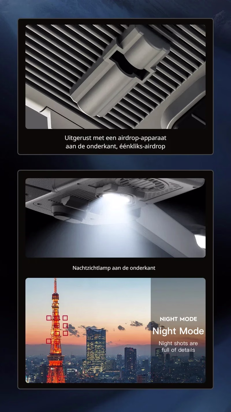 LUXWALLET TitanHawk 4K Drone – 3-Axis Mechanische Gimbal - 360° Laser Obstacle Avoidance - Dual GPS - Brushless Motoren - 50min Vliegtijd - 6000m Controller Range & Touchscreen Afstandsbediening 2 Batterijen – Donker Grijs - Afbeelding 15