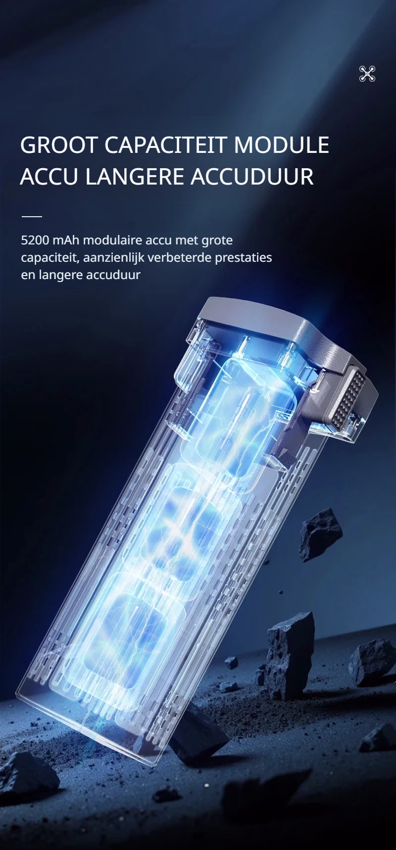 LUXWALLET TitanHawk 4K Drone – 3-Axis Mechanische Gimbal - 360° Laser Obstacle Avoidance - Dual GPS - Brushless Motoren - 50min Vliegtijd - 6000m Controller Range & Touchscreen Afstandsbediening 2 Batterijen – Donker Grijs - Afbeelding 16