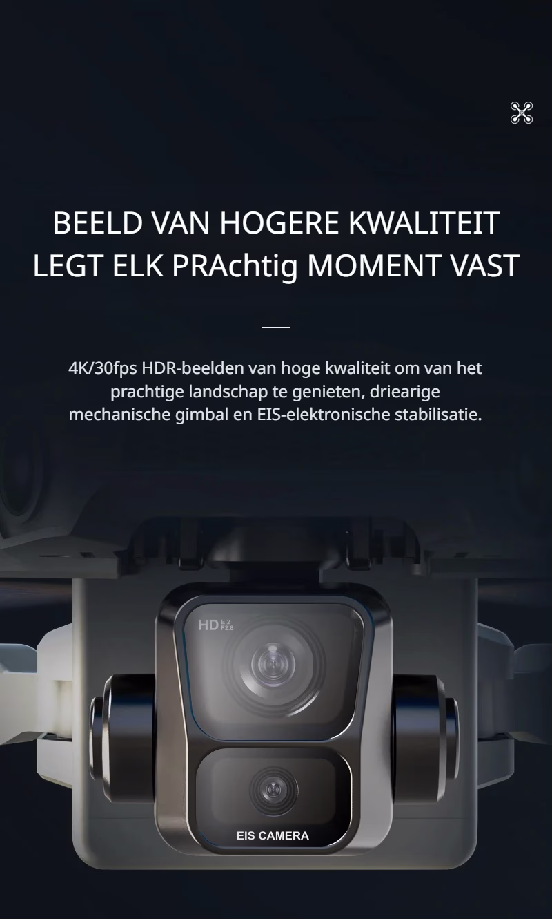 LUXWALLET TitanHawk 4K Drone – 3-Axis Mechanische Gimbal - 360° Laser Obstacle Avoidance - Dual GPS - Brushless Motoren - 50min Vliegtijd - 6000m Controller Range & Touchscreen Afstandsbediening 2 Batterijen – Donker Grijs - Afbeelding 10