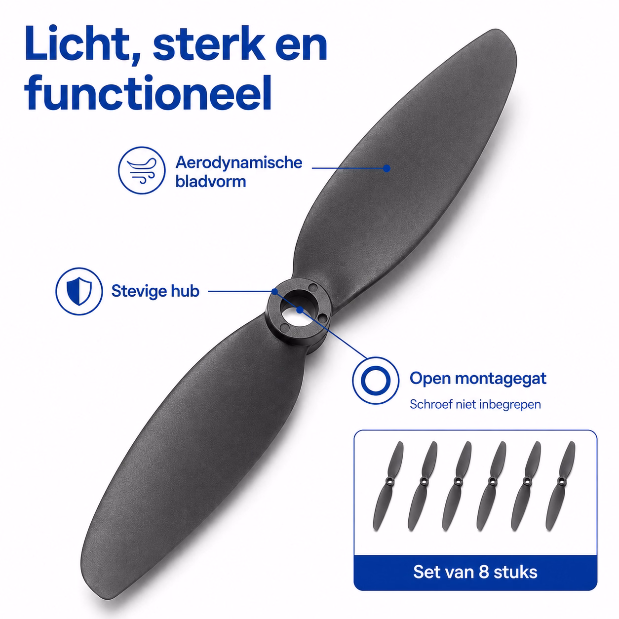 LUXWALLET AeroTech Ultra Reserve Propellers – Set – Drone Onderdelen – Grijs - Afbeelding 3