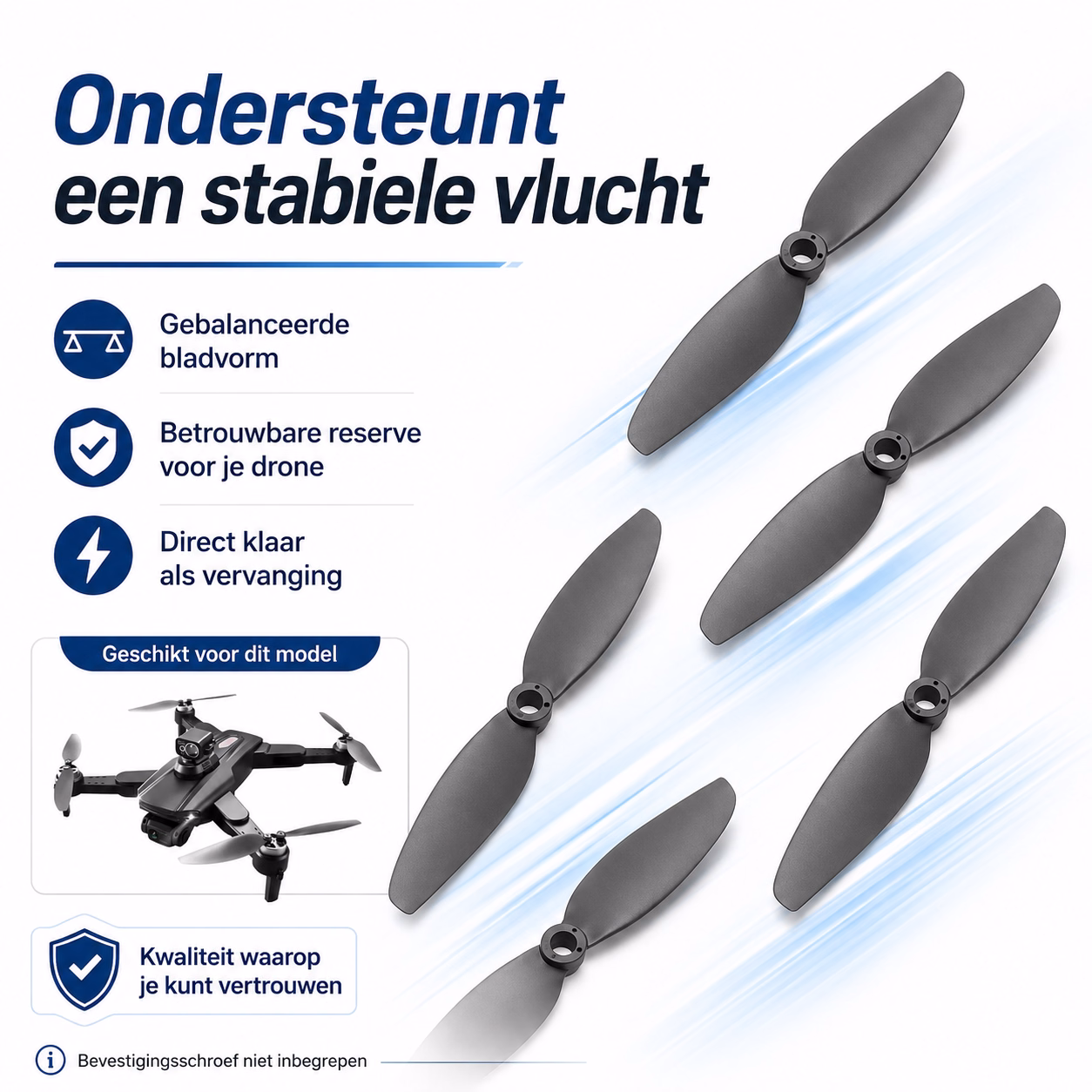 LUXWALLET AeroTech Ultra Reserve Propellers – Set – Drone Onderdelen – Grijs - Afbeelding 4