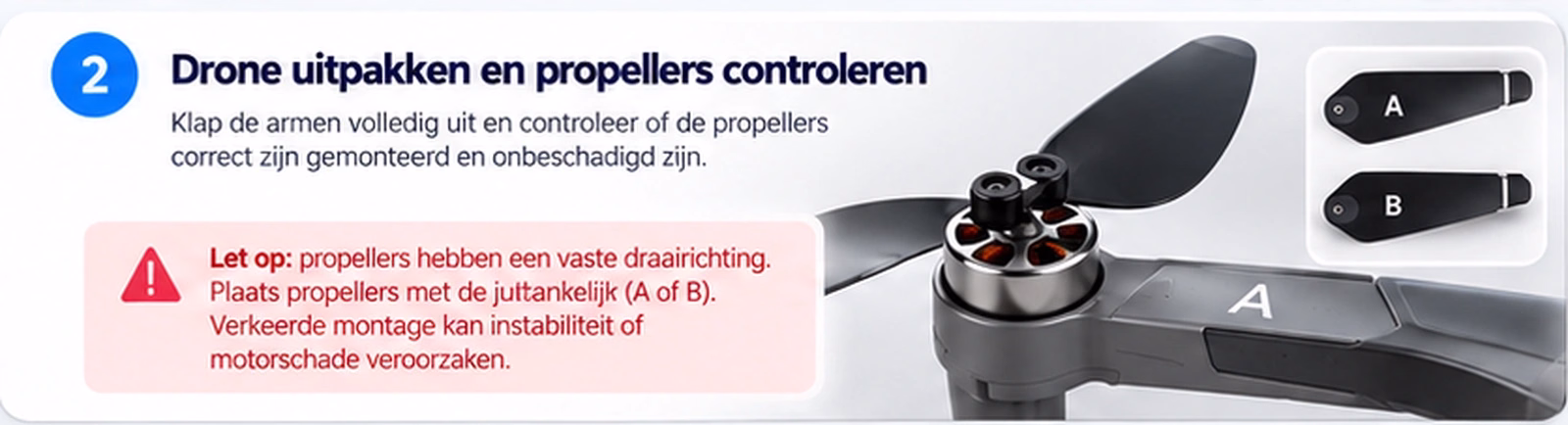 Drone propellers controleren en correct monteren